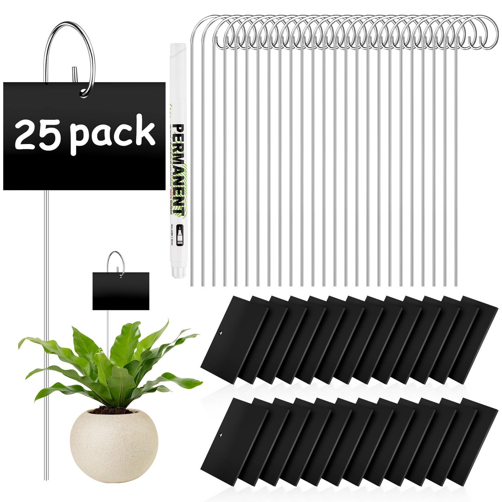 25Pcs Rectangular Plant Labels,Garden Labels Stakes with Pen Plant Markers,Metal Plant-s Tags and Labels Garden Markers for Seedlings Herbs Vegetable Greenhouse Gifts Potted Plants for Outdoor Gardens