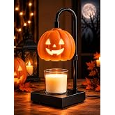 Paulmele Pumpkin Halloween Candle Warmer Lamp with Timer & Dimmer,Gothic Spooky Home Decor,Adjustable Height Goth Wax Warmer,Halloween Gifts for Table Room Kitchen Office