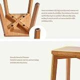 Aibiju Square Wooden Stool Dressing Table Stool Solid Wood 11.4 in Natural view 5