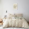 AMWAN Boho Cotton Floral Duvet Cover Twin Kids Girls Garden Floral Bedding Sets Beige Green Floral Printed Cute Comforter Cover Soft Botanical Cottagecore Duvet Cover with Zipper Closure