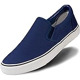 Men's Sneakers Classic Low Top Slip On Shoes Wide Canvas Skate Loafers Sneakers with Soft Insole Causal Dress Shoes for Men Comfortable Walking Shoes Slip on Sneakers for Men