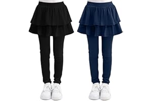 Cooraby 1/2/3 Pack Girls Leggings Toddler Girls Pants School Uniform Pants Warm Stretchy Skirt Leggings for Girls 2-14 Years
