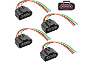 Anina 4PCS Ignition Coil Connector 4Pin Harness Wiring Plug Pigtail Compatible with Volkswagen VW & Audi 1.8T, 2.0T, 2.5L, 3.