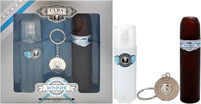 Cuba Winner For Men 3 Pc Gift Set 3.3oz EDT Spray After Shave Keychain