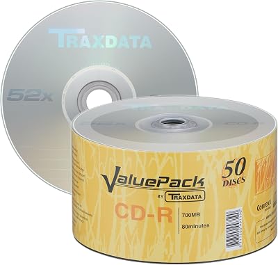 Traxdata CD-R 52X 700MB 80 Min Value Pack 50 Spindle Recordable Discs