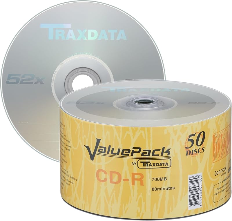 Traxdata CD-R 52X 700MB 80 Min Value Pack 50 Spindle Recordable Discs