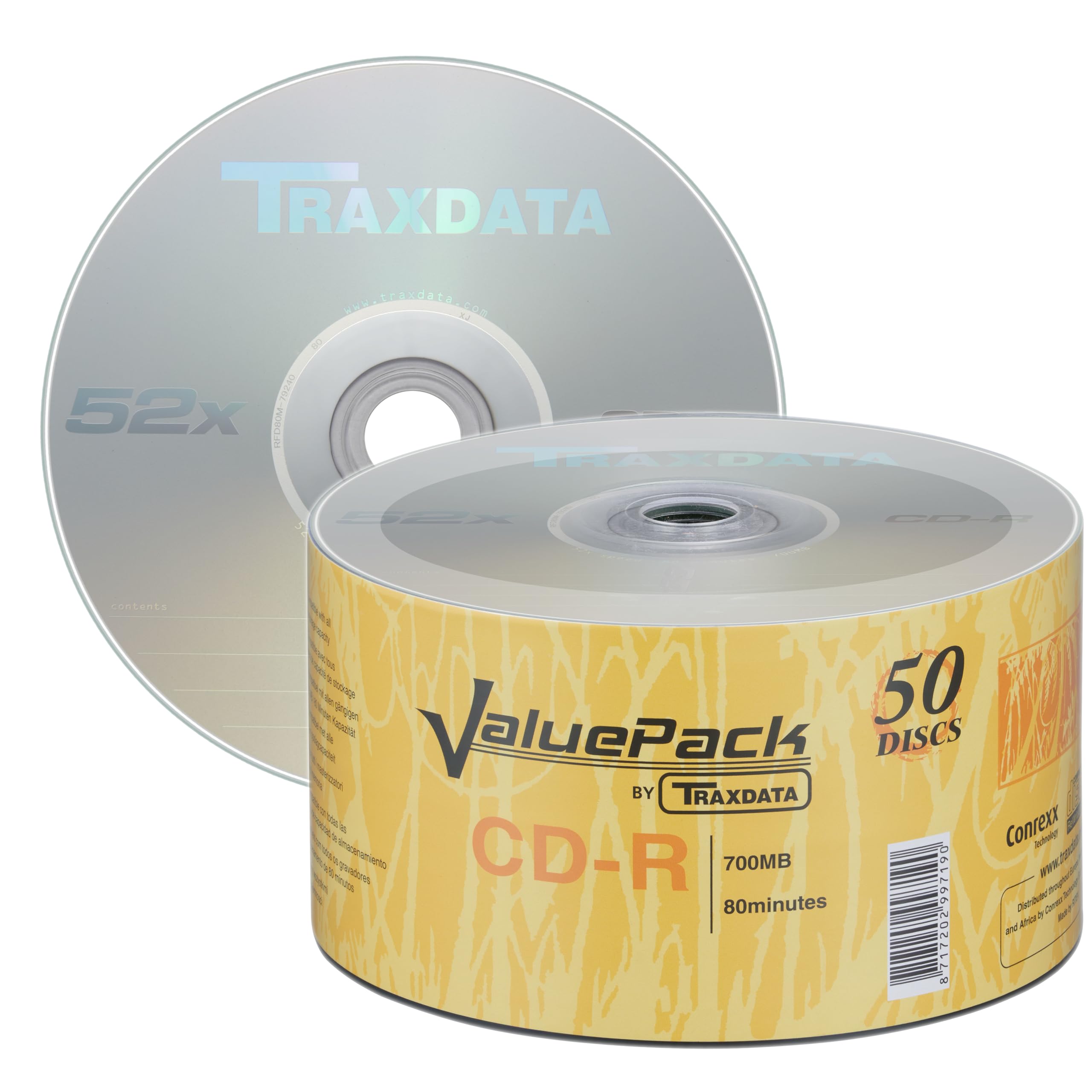 Traxdata CD-R 52X 700MB 80 Minute Value Pack 50 Spindle