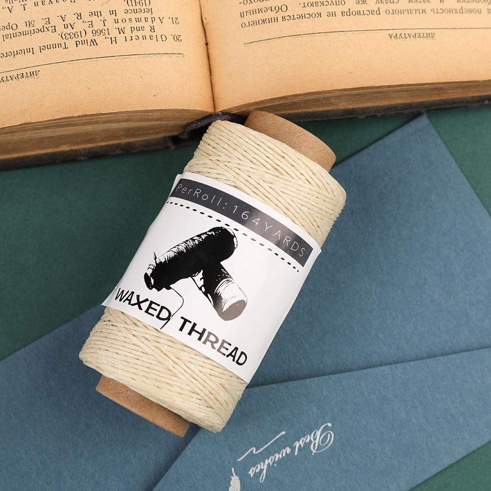 Jupean Waxed Thread, 150m /164 Yards Leather Sewing Thread, Hand Stitching Threads for Hand Sewing Leather, Bookbinding, and Beginners Craft DIY