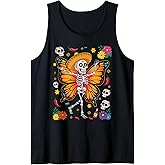 Day of the Dead Sugar Skull Skeleton Butterfly Halloween Tank Top