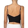 Colorfulkoala Women's Dreamlux Crop Tank Tops with Built in Bra Adjustable Spaghetti Strap Workout Yoga Camisole
