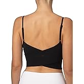 Colorfulkoala Women's Dreamlux Crop Tank Tops with Built in Bra Adjustable Spaghetti Strap Workout Yoga Camisole