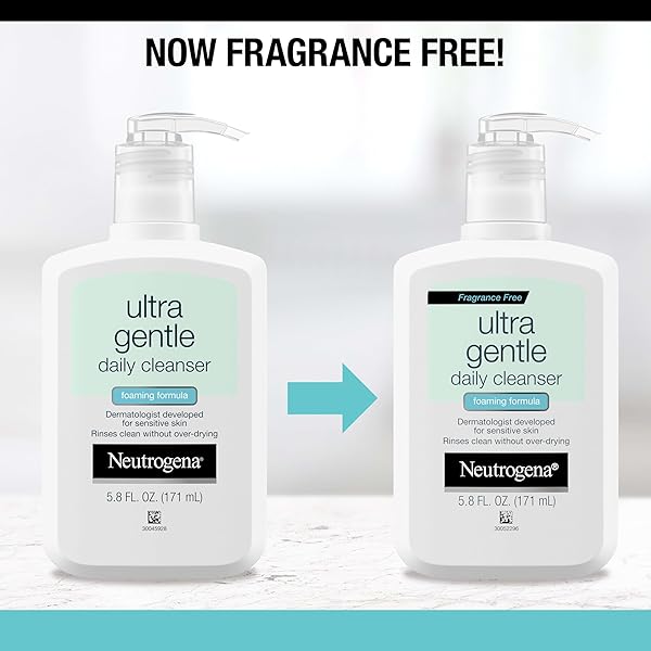 NEUTROGENA ULTRA GENTLE FOAMING FACIAL CLEANSER, FOAMING FACE WASH FOR SENSITIVE SKIN, GENTLY CLEANSES AWAY DIRT, OIL & MAKEUP WITHOUT OVER DRYING, FRAGRANCE-FREE, 5.8 FL. OZ