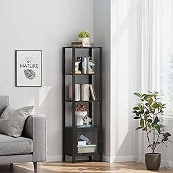 TUTOTAK 5 Tier Bookcase and Bookshelf, Narrow Book