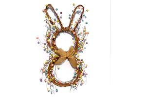 idyllic Easter Bunny Spring Wreath Blossom Rabbit Garland with Pastel Berries Artificial Floral Wreaths for Front Door Decor