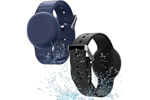 AGMZ Waterproof Air Tag Bracelet for Kids(2 Pack), Soft Silicone Air Tag Hidden Wristband Kids, Lightweight GPS Tracker Compatible with Apple AirTag Watch Band for Child (Black & Navy Blue)
