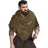 Post Apocalyptic Shawl Cape with Pin, Viking Cowl Scarf Wrap Medieval Renaissance Costume for Men Women Cosplay