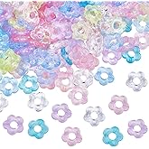 SOFPLATE 400Pcs Acrylic Hollow Flower Beads Transparent Colorful Beads Clear Handmade 5 Petal Floral Spacer Loose Bead for Jewelry Making Rainbow Bracelets Necklaces Earrings Supplies Adulting