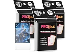 PROIJEUT 300 Pack Card Sleeves Clear, Perfect Fit Inner Sleeves Ideal for Double-sleeving, Trading Card Sleeve Compatible with MTG, PKM, TCG and Gaming Cards (60 Microns)