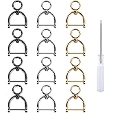 12Pcs Swivel Horseshoe D-Rings U Shape O Ring Screw in Shackle Semicircle with Screwdriver DIY Leather Strap Craft Purse Replacement (Multicolor)