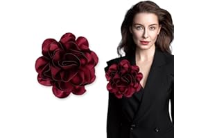 COAUXOG 7.5in Extra Large Rose Brooch Exquisite Shiny Satin Camellia Brooch Oversized Flower Brooch Lapel Pin,Suitable for Women Dance Banquet Wedding Hair Clothing Accessories