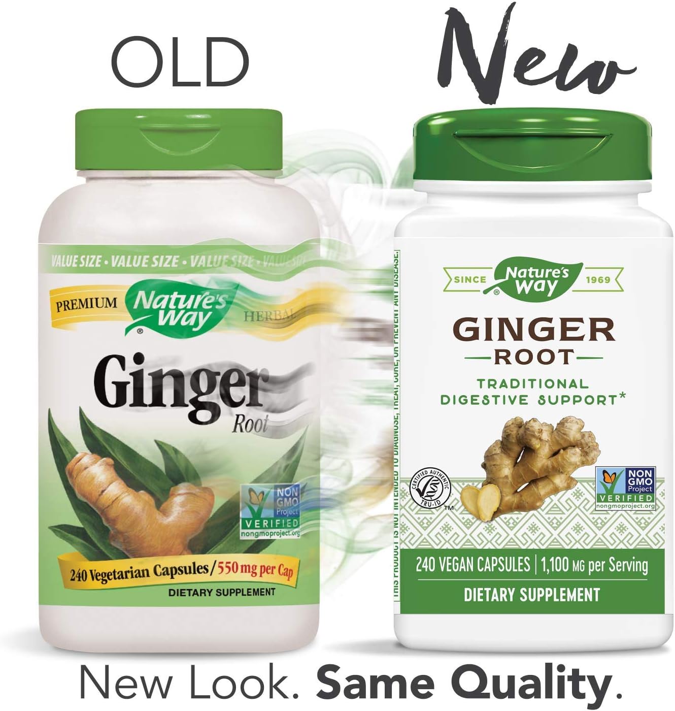 Nature's Way Premium Herbal Ginger Root, 1,100 mg per serving, 240 Capsules: Health & Personal Care