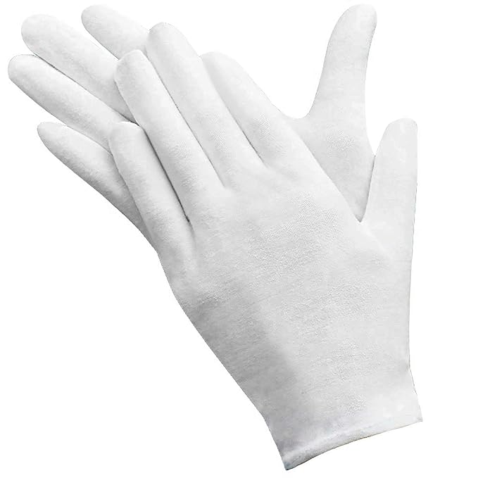 QH-Shop Weiße Baumwollhandschuhe,Weiße Handschuhe 12 Paare 9 Zoll für Schmuckinspektion Hochzeit Werkstatt Bauernhof Garten