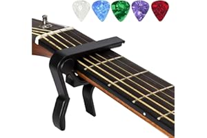 JINWEE Capo，Guitar Capo for Acoustic and Electric Guitars with 5 Picks(Black)