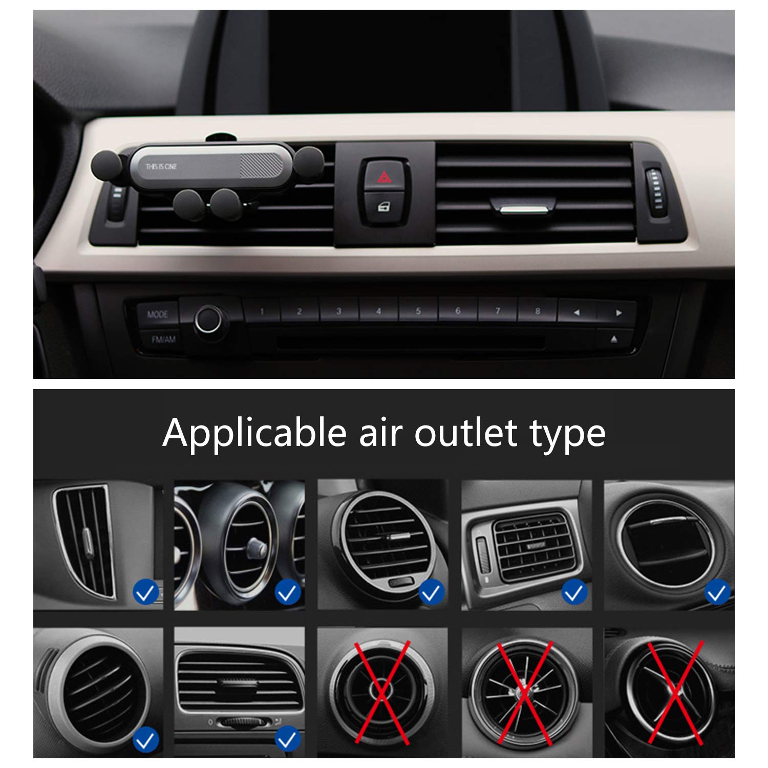 ZXK CO Car Phone Mount, Universal Smartphone Car Air Vent Mount Phone Holder Cradle Super Clamping Stable for iPhone 11 iPhone Xs XS Max X 8 Plus 7 Plus 6 Plus Samsung LG Sony GPS Tablets