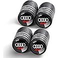 Tire Valve Stem Cap Cover for Audi A1 A3 RS3 A4 A5 A6 A7 RS7 A8 Q3 Q5 Q7 R8 Belt O-Ring Seal Corrosion Resistant Tire Valve Air caps 4 Pack