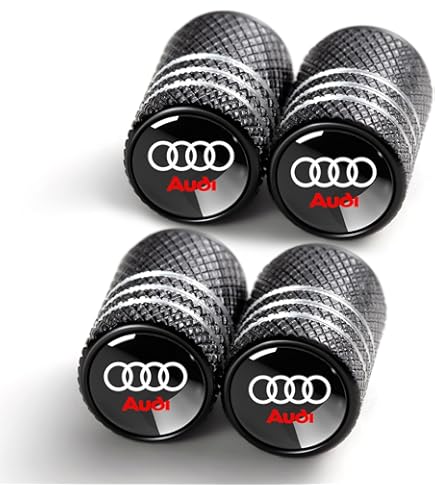 Tappi Coprivalvole Audi Originali Con Logo - Set Da 4 Pezzi, Nero Lucido - Foto 5