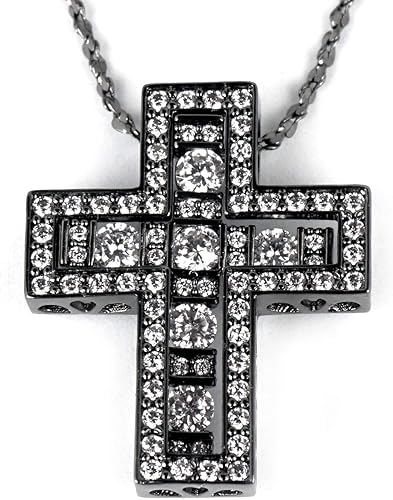 Amazon ネックレス メンズ レディース ブランド 黒 十字架 Blackdia Cz ダブル クロス ネックレス ネックレス 通販