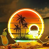 Glooglitter Tropical Neon Sign 11.8 Inch Palm Tree Sunset Neon Light for Wall Decor Colorful LED Light up Bar Signs for Bedroom Bar Beach Theme Restaurant Party Decor Gift