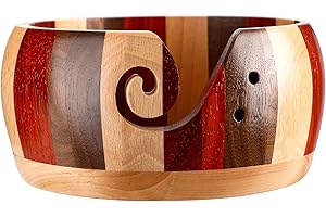 LOOEN Wooden Yarn Bowls for Crocheting Crochet Bowl Knit Bowls for Yarn Crochet Basket Wool Storage Basket Round with Holes Handmade Craft Crochet Kit Organizer Perfect for Mother'S Day (Multicolor)