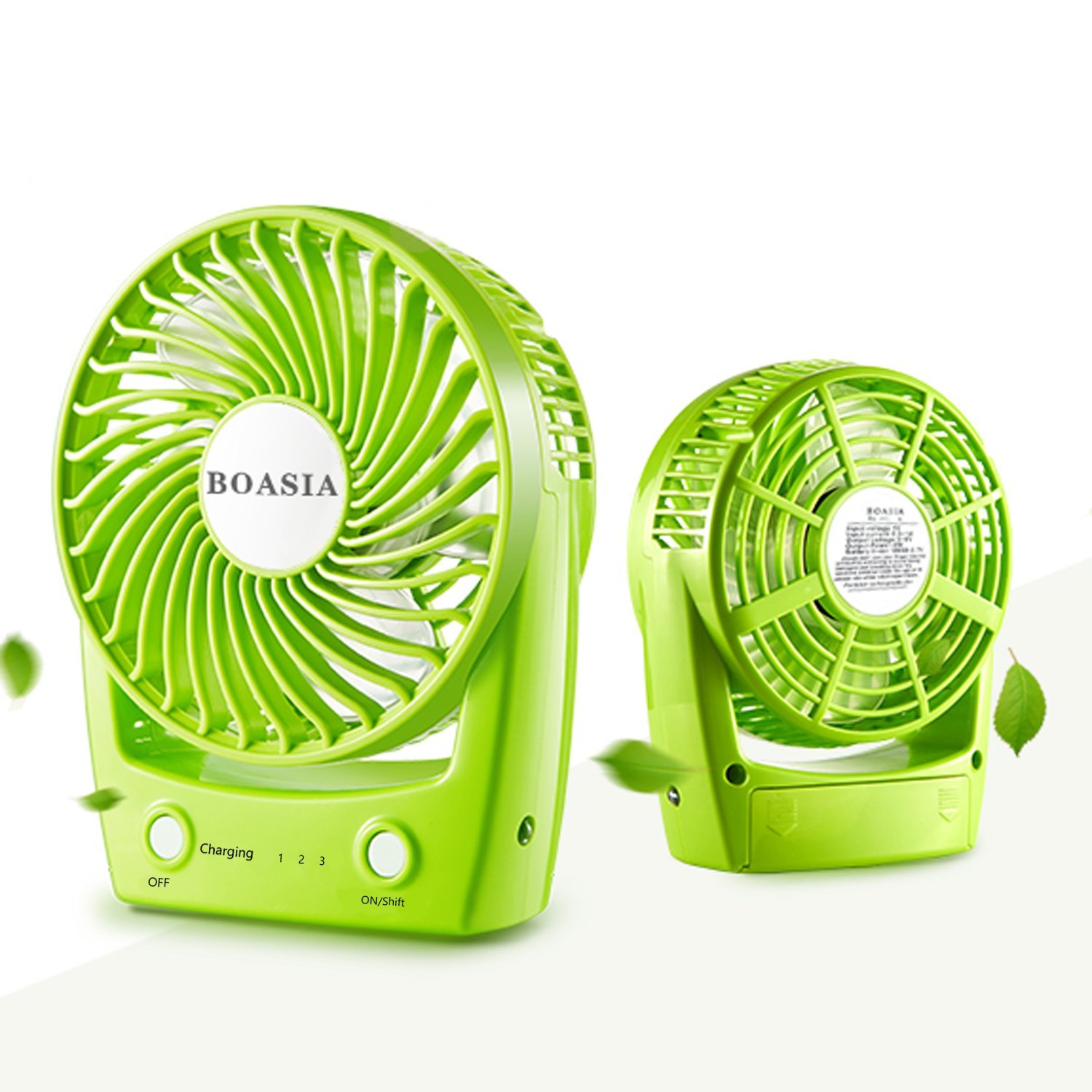 Color Green Flmn Small Electric Fan USB Rechargeable Battery Powered