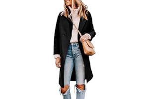 Tanming Women's Notch Lapel Double Breasted Wool Blend Mid Long Pea Trench Coat