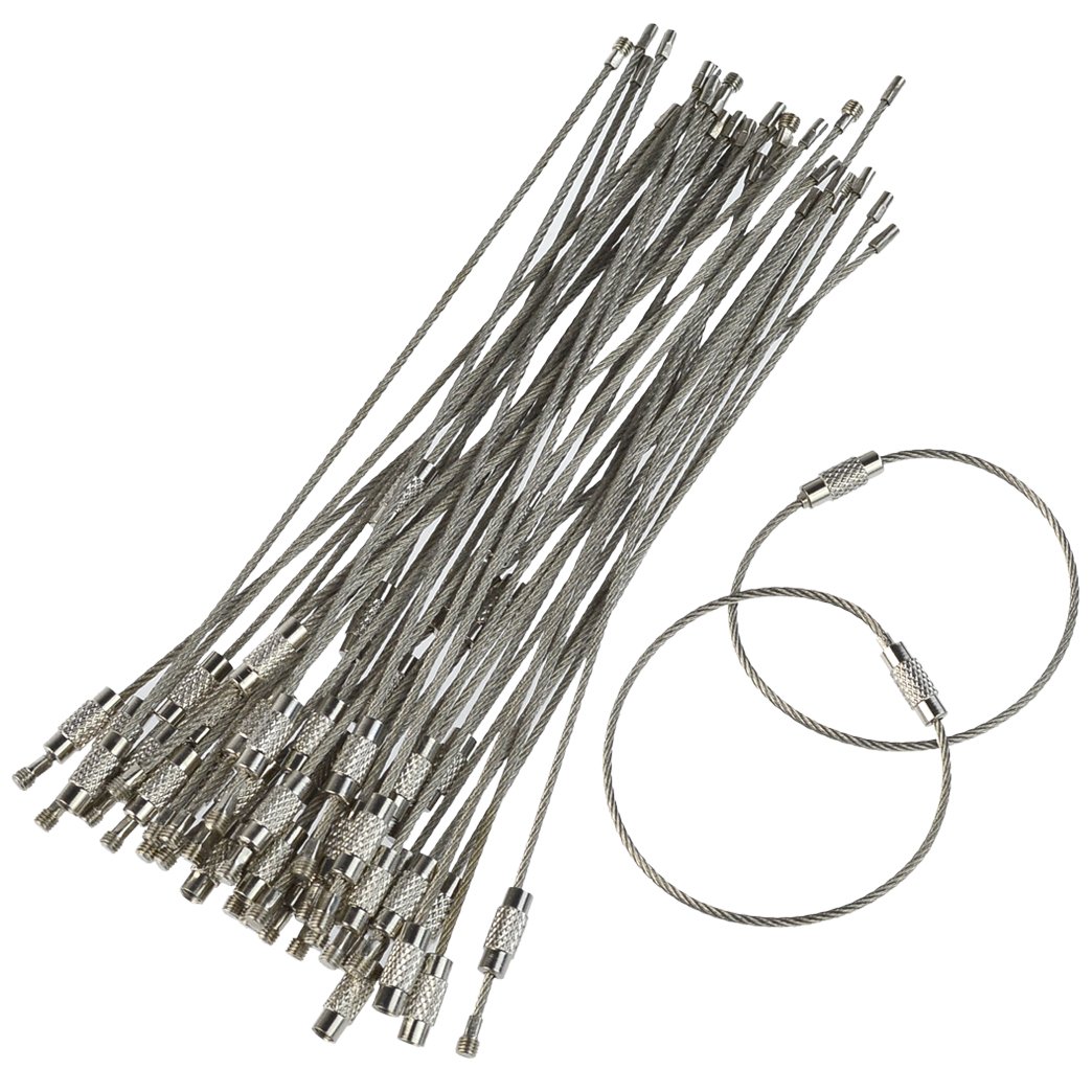 Lee-Buty 40 Pcs Stainless Steel Wire Keychain Round Key Chain Rings Split-Ring Key Rings for Outdoor Hiking Travel Sports DIY Arts Crafts 6.24 inches