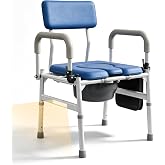 Vocic Drop Arm Bedside Commodes for Adults/Seniors/Disabled, YR11 LITE | Wide Adjust to 22.8", Height Adjust to 23", 400lb Capacity, Padded, Motion Light, 6.3Qt Bucket with Lid