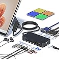 Microsoft Surface Dock, 12-in-1 Triple Display (2 HDMI 4K+VGA) Surface Dock, Surface Docking Station for Surface Pro 11/10/9/8/X/7/6/5/4/3, Surface Book 3/2/1, Surface Laptop go/7/6/5/4/3/2/1