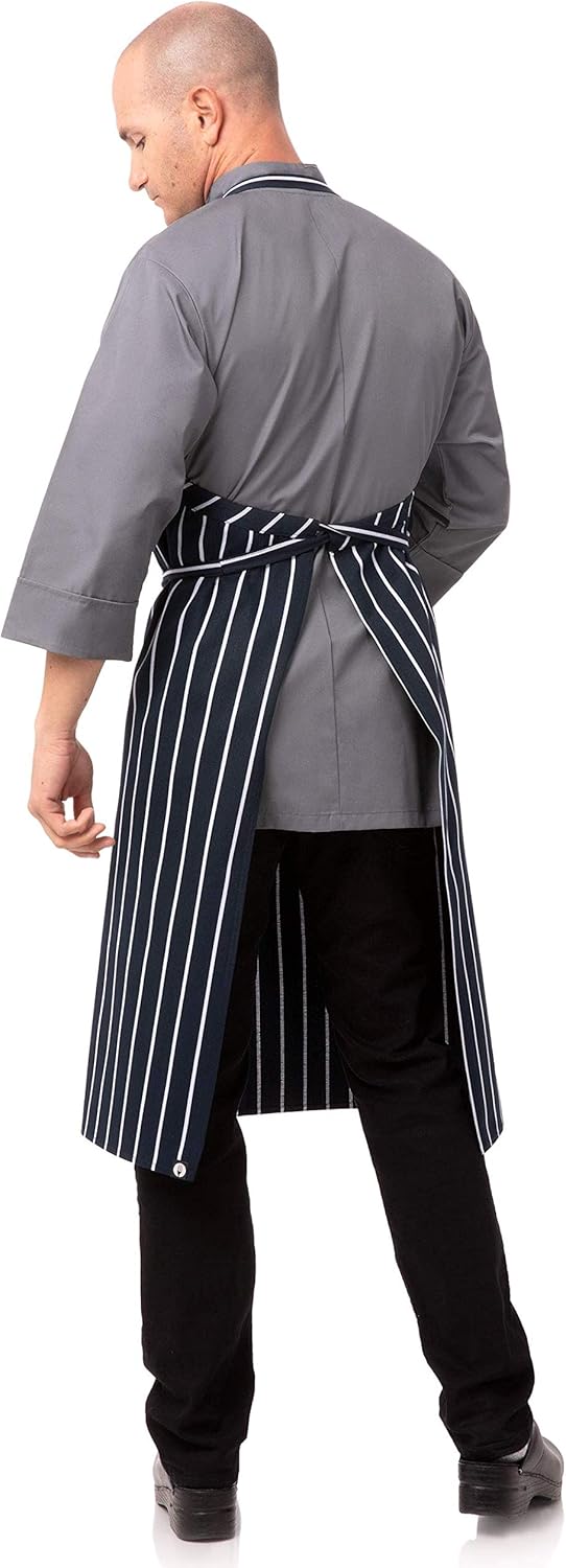 Chef Works Mens English Chef s Apron, Navy Chalk Stripe, 39 inches long 37 wide US: Kitchen Aprons: Clothing