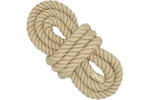 10 mm * 10 m (3/8 in * 33 ft) Thick Jute Rope, 4 Strands Twisted Swing Rope, Heavyduty Tug of War, Burlap Cord for Crafts, Ga