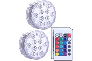 Qoolife Submersible LED Lights Remote Control, RGB Multi Color Changing Waterproof Light for Pool, Vase Base, Spa, Aquarium, Pond, Hot Tub, Decoration, Party, 2-Pack