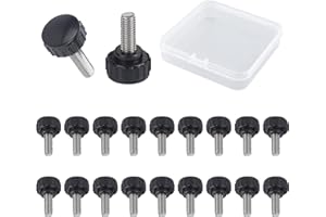 MOROBOR Knurled Knobs, Knurled Thumbscrew Screw, 20pcs M4 x 8 mm Steel Threaded Knurled Thumbscrew Grip Knobs Thumb Screw for Machinery Latche with Storage Case