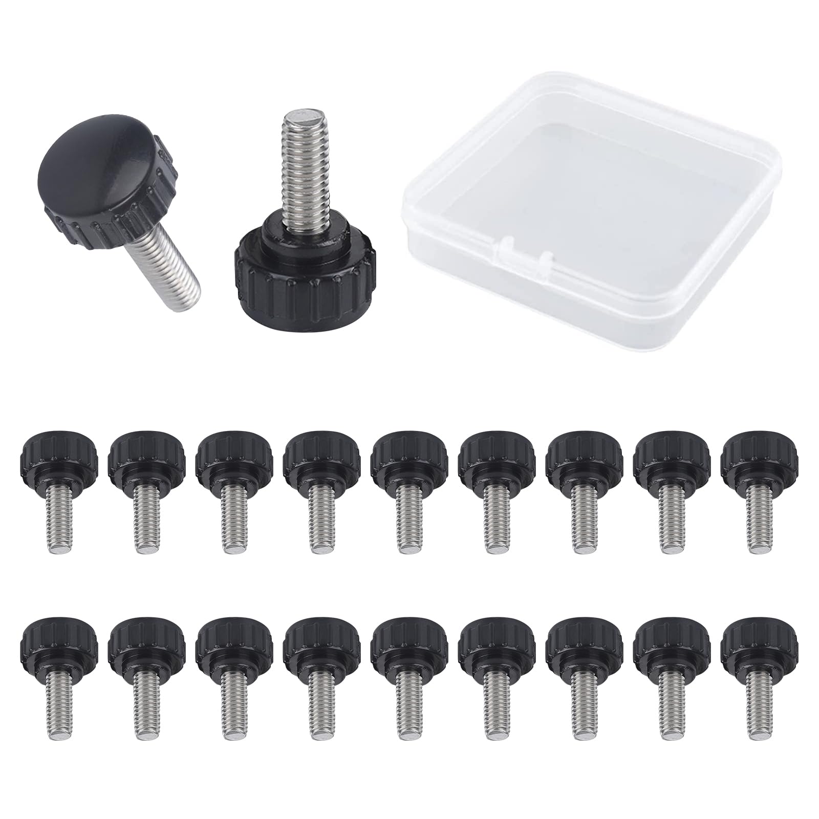 MOROBOR 20pcs M3 x 8 mm Steel Threaded Knurled Thumbscrew Grip Knobs Thumb Screw for Machinery Latche with Storage Case
