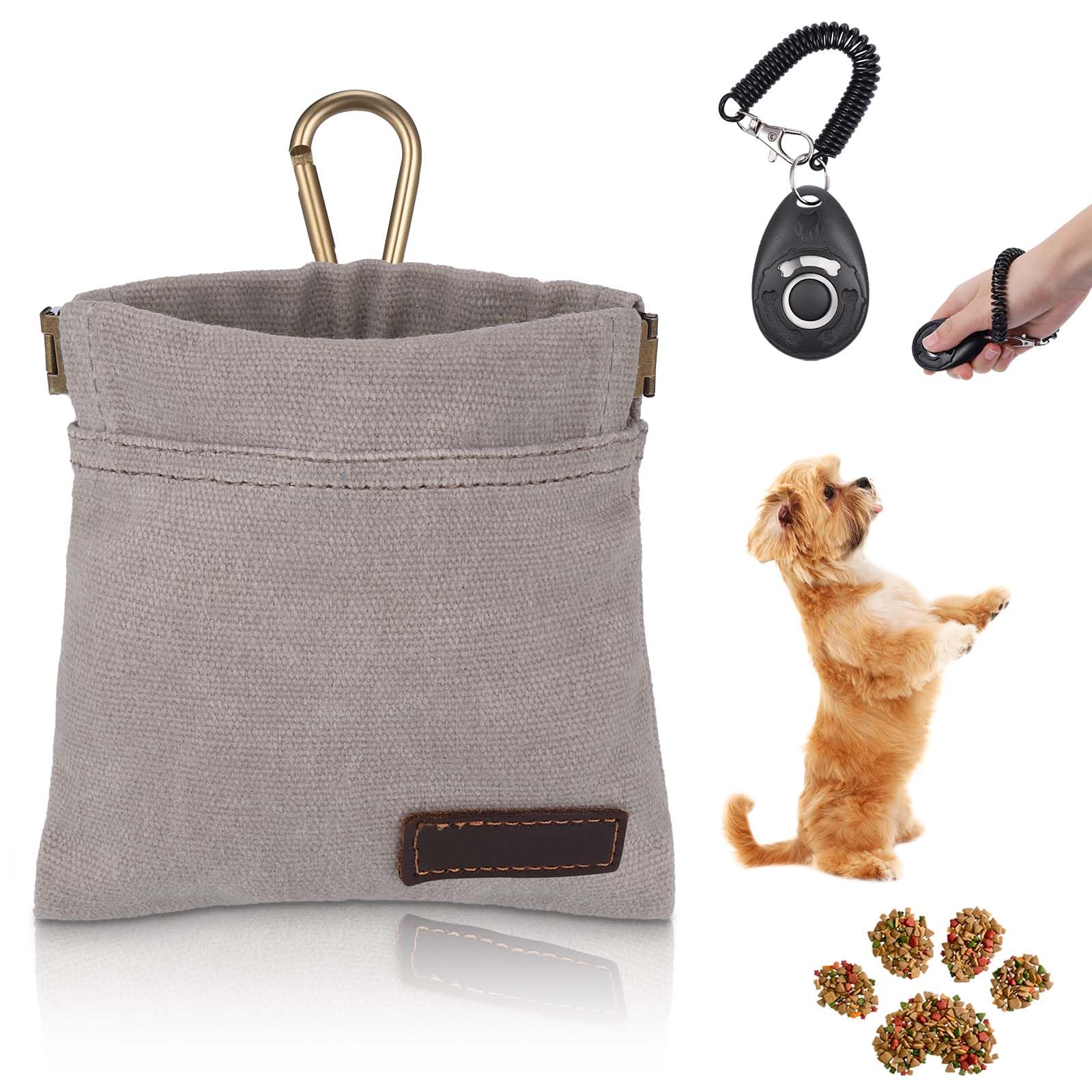 Zocipro Small Dog Treat Pouch, Dog Treat Training Pouch with Carabiner, Waterproof Hands-Free Dog Training Treats Bag with Pet Training Clicker for Pet Puppy Dog Training, Outdoor Use