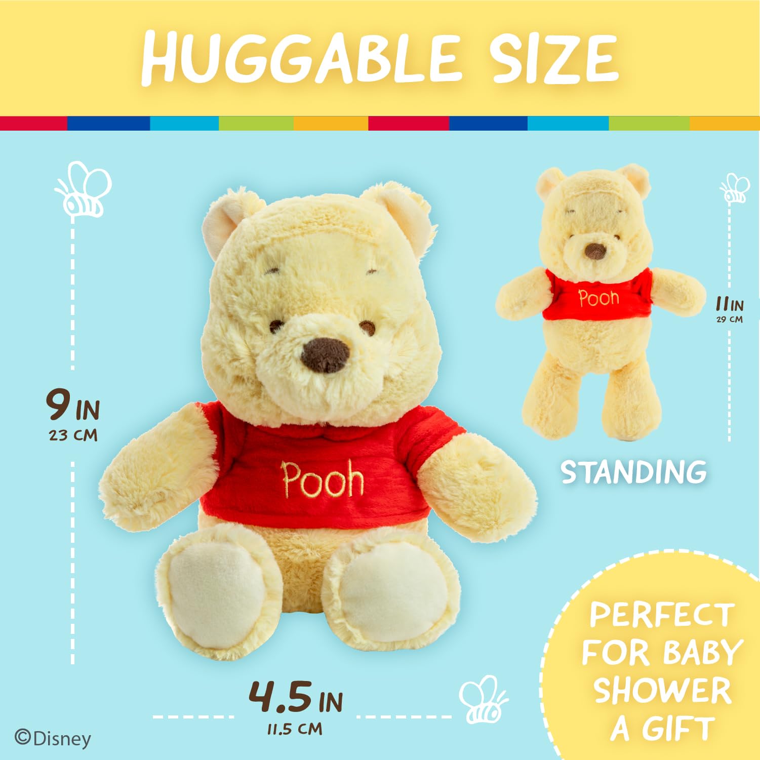 Kids Preferred Disney Baby Winnie the Pooh and Friends Stuffed Animal with Jingle and Crinkle, Pooh 12”