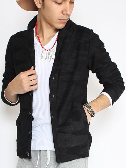 Amazon ブラック 迷彩柄 Ll カーディガン メンズ ショール カラー スラブ 春 Intheattic トップス ライトアウター カーデ シンプル あわせやすい やわらかい ざっくり ニット ボタン 黒 ブラック 白 ホワイト 迷彩 カモフラ カーディガン 通販