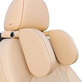 Belmeri Car Headrest Pillow,Head, Neck Support Pillow,U Shaped Car Sleeping Pillow,180&deg; Adjustable,Improve Head and Neck Posture and Adjust Sleep Position,Suitable for Kids and Adults (Beige)