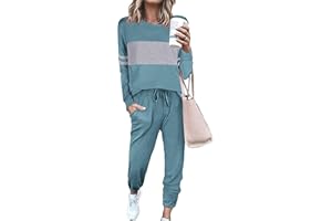 PRETTYGARDEN Women's Color Block 2 Piece 2026 Spring Tracksuit Crewneck Long Sleeve Tops Long Sweatpants Outfits Lounge Sets