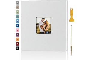 AENBUSLM Photo Album Self Adhesive Pages for 4x6 5x7 8x10 Pictures Magnetic Scrapbook Photo Albums with Sticky Pages Books with A Metallic Pen for Baby Wedding Family 11x10.6 White 40 Pages