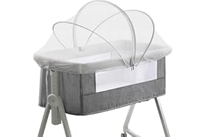 JIANGCHA Bassinet Cover for Cats - Mosquito Net Cover for Bassinet Bedside Sleeper Travel Crib to Keep Cats Out - Breathable Baby Mosquito Net with 2-Way Zipper (White-Small)